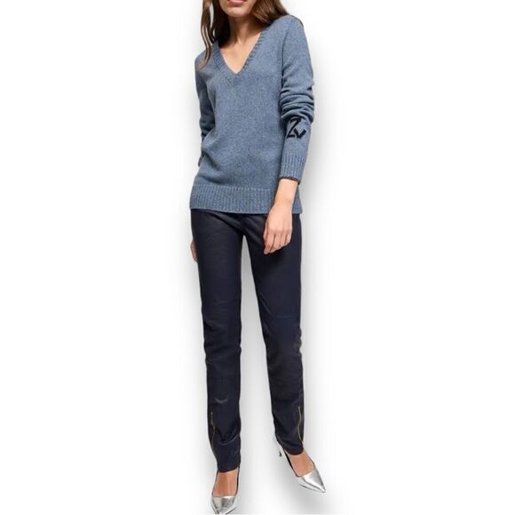 Zadig & Voltaire Women’s Sourca Rc Cashmere Sweater in the Size Large in Denim - Picture 5 of 11